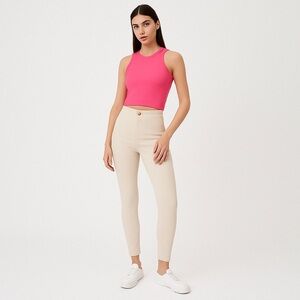 Zara Slim High Waist Pant Legging S Cream